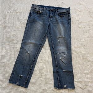 Blank NYC Women's Distressed Cropped Blue Jeans